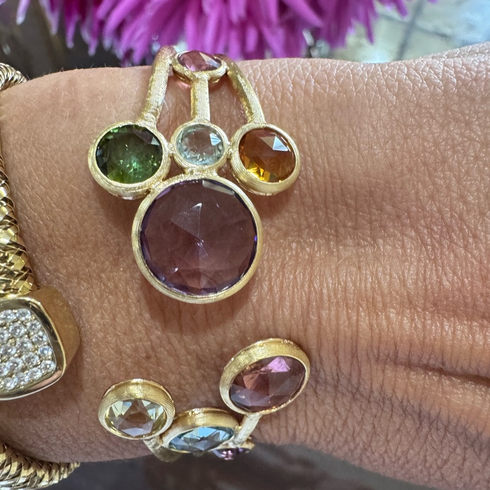 Gorgeous Marco Bicego 18k YG Multi-Gemstone Cuff Bracelet – Jaipur Collection - Picture 13 of 17